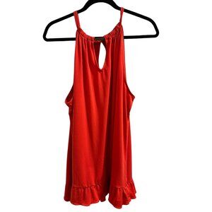 🍒 2/$20 🍒 Sleeveless Carmen Coral Ruffle Hem Tank Top XL